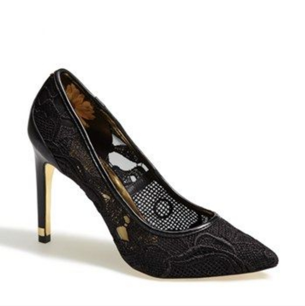 Ted Baker London | Black Lace Pointed Toe Pumps